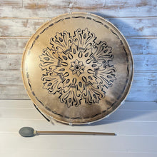 Load image into Gallery viewer, Large 50cm diameter Shamanic Sami hand drum with wooden beater | frame drum