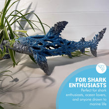 Load image into Gallery viewer, Hand-Painted Large Shark Ornament, 48cm Wide - Cast Resin Nautical Decor Gift for Ocean Lovers