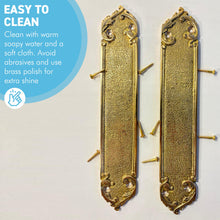 Load image into Gallery viewer, The Arcadia Finger Plates – A Pair of Slim Solid Brass Door Push Plates