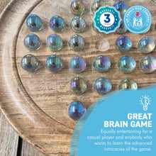 Load image into Gallery viewer, 30cm mango wood solitaire board game with soap bubble glass marbles