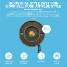 Load image into Gallery viewer, Industrial Style Cast Iron Door Bell Push – Antique Style 80mm Front Door Hardware