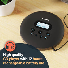 Load image into Gallery viewer, Oakcastle Blue CD100 RECHARGEABLE BLUETOOTH CD PLAYER | 12hr Portable Playtime | In Car Compatible Personal CD Player | Headphones Included, AUX Output, Anti-Skip Protection, Custom EQ, CD Walkman