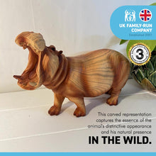 Load image into Gallery viewer, FEARSOME HIPPOPOTOMOUS IN WOOD EFFECT RESIN  |Ornaments for The Home | Home Accessories | Hippo Lover Gift Birthday Friendship Gifts | Wildlife Animal Lover Gift| Hippo Statue