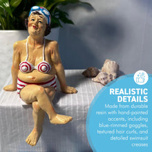 Load image into Gallery viewer, Retro Style Fat Bathing Lady in Red Striped Bikini, Novelty Bathroom Figurine