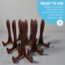 Load image into Gallery viewer, Wooden Plate Display Stands 25cm – Set of 10 Hinged Easel Holders