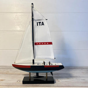 Americas Cup Model Yacht | Sailing | Yacht | Boats | Models | Sailing Nautical Gift | Sailing Ornaments | Yacht on Stand | 23cm (H) x 16cm (L) x 3cm (W)