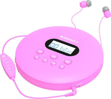 Load image into Gallery viewer, Pink Oakcastle CD100 RECHARGEABLE BLUETOOTH CD PLAYER | 12hr Portable Playtime | In Car Compatible Personal CD Player | Headphones Included, AUX Output, Anti-Skip Protection, Custom EQ, CD Walkman (Pink)