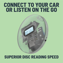 Load image into Gallery viewer, Oakcastle Transparent CD100 RECHARGEABLE BLUETOOTH CD PLAYER | 12hr Portable Playtime | In Car Compatible Personal CD Player | Headphones Included, AUX Output, Anti-Skip Protection, Custom EQ, CD Walkman