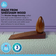 Load image into Gallery viewer, WOODEN WEDGE DOOR STOP WITH OVOID SHAPE TOP | Door Wedge | Wooden Ovoid| Door Accessories | Floor Door Stop | Door Stoppers | Natural Materials