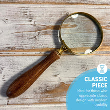 Load image into Gallery viewer, Elegant Regency Style Wooden Handle Magnifying Glass for Reading, Handheld Magnifier