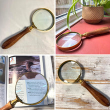 Load image into Gallery viewer, Elegant Regency Style Wooden Handle Magnifying Glass for Reading, Handheld Magnifier