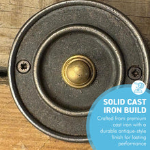 Load image into Gallery viewer, Industrial Style Cast Iron Door Bell Push – Antique Style 80mm Front Door Hardware