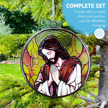 Load image into Gallery viewer, 3-Inch Stained Glass Suncatcher with Jesus Design - Decorative Hanging Art for Windows or Gifts