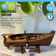 Load image into Gallery viewer, BROWN HULL MODEL ROWING BOAT | Sailing | Yacht | Boats | Models | Nautical Gift | Sailing Ornaments | Boat on Stand | 14cm (L) x 5cm (H) x 5.5cm (W)