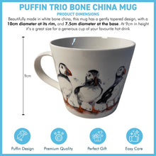 Load image into Gallery viewer, Puffin Trio Mug, 100% Bone China, Gift for Nature Lovers, Coastal Home Decor