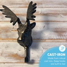 Load image into Gallery viewer, Wall-Mounted Cast Iron Deer Head Hook for Hats, Coats, Durable and Stylish