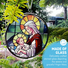 Load image into Gallery viewer, 3-Inch Virgin Mary Stained Glass Suncatcher | Beautiful Religious Window Decoration