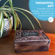 Load image into Gallery viewer, Handcrafted Mango Wood Trinket Box with Elephant Embossed Design, Decorative Storage for Jewellery & Keepsakes