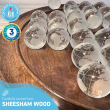Load image into Gallery viewer, 30cm Diameter WOODEN SOLITAIRE BOARD GAME with 30mm FROSTED GLOBE GLASS MARBLES | classic wooden solitaire game | strategy board game | family board game | games for one | board games