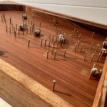 Load image into Gallery viewer, Classic vintage style TABLETOP PINBALL BAGATELLE GAME 40cm x 25cm, Spring plunger with brass pins and steel balls, Shesham Rose wood board, vintage traditional pub game