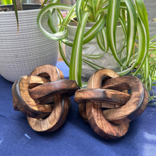 Load image into Gallery viewer, Pair of Rustic Wooden 3-Link Knot Ornaments for Home Decor - Ideal for Living Room, Shelf & Coffee Table