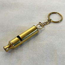 Load image into Gallery viewer, LOUD BRASS WHISTLE on keyring | emergency survival whistle | One piece | Outdoor survival whistle | supplied on Key-Chain or Hang Around Your Neck and Carry it Anywhere
