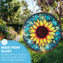 Load image into Gallery viewer, Vibrant Sunflower Stained Glass Suncatcher, 6-Inch Decorative Window Ornament