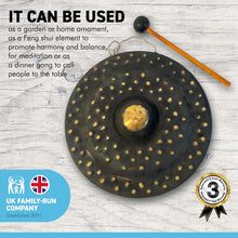 Load image into Gallery viewer, Vietnamese HANDMADE METAL GONG - natural aged finish - 30cm diameter/ 12 inches diameter GONG | Lightweight Sturdy and Durable | Music Therapy | Dinner Gong | Meditation | Percussion Music.