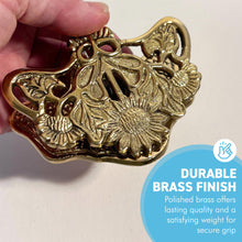 Load image into Gallery viewer, Elegant and Sturdy Polished Brass Sunflower Desk Clip โ Multifunctional Leaf Clamp, Binder Clip, and Bookmark for Office & Home