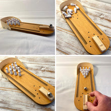 Load image into Gallery viewer, 30cm Wooden Desktop Bowling Game: 10 Pins & Metal Ball - Perfect for Strategy, Party and Family Fun