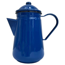 Load image into Gallery viewer, Elegant Traditional Blue Enamel Coffee Pot 1.5 Pint Capacity, Ideal for Home and Outdoor Use with Handle and Lid