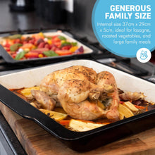 Load image into Gallery viewer, Dual Tone ENAMEL BAKING DISH 37cm – OVEN & ROASTING TRAY with Handles, Dishwasher Safe