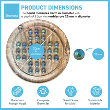 Load image into Gallery viewer, 30cm mango wood solitaire board game with soap bubble glass marbles