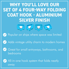 Load image into Gallery viewer, Set of four Aluminium Triple 𝗦𝗪𝗜𝗩𝗘𝗟 𝗖𝗢𝗔𝗧 𝗛𝗢𝗢𝗞𝗦 3-Prong Wall Mounted Hanger for Towels Robes Bags Jackets Bathroom Entryway