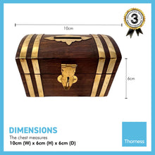 Load image into Gallery viewer, WOODEN TREASURE CHEST MONEYBOX WITH DECORATIVE INLAID BRASS |Piggy Bank | Wooden Treasure Chest | Wooden Chest | Pirates Chest | Vintage Money Box