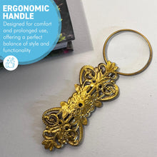 Load image into Gallery viewer, Handy Gold Magnifying Glass with leaf pattern, Elegant Handheld Magnifier for reading
