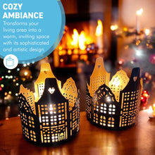 Load image into Gallery viewer, Set of 2 black & gold Tealight Holders elegant home decor accessories