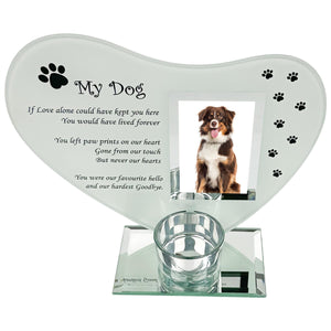 My Dog Smile glass memorial candle holder and photo frame | Grief sympathy gift for dog owners | memorial plaques for pets | dog frame memorial | remembrance for dog | Dog candle holder