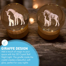 Load image into Gallery viewer, Set of Two 3D Crystal Ball Night Light USB Lamp with Giraffe designs, elegant modern illumination for any room
