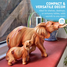 Load image into Gallery viewer, Wood Effect Elephant and Calf Decorative Ornament - Wildlife Home Accessory Gift for Living Room