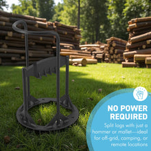 Load image into Gallery viewer, 𝗖𝗔𝗦𝗧 𝗜𝗥𝗢𝗡 𝗪𝗢𝗢𝗗 𝗦𝗣𝗟𝗜𝗧𝗧𝗘𝗥 | 36.5cm (H) (14”) | Wood & Kindling Splitting Tool | Firewood Cutter with Pre-Drilled Base | Splitting Blade | Fireplace Decor