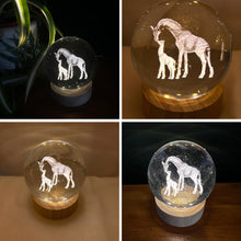 Load image into Gallery viewer, 3D Crystal Ball Night Light USB Lamp with Giraffe Design, Ludosphere LED Mood Lighting for Home, Bedroom, or Office Decor