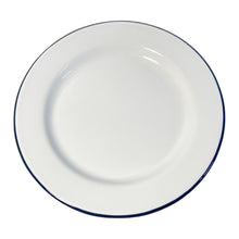 Load image into Gallery viewer, 20cm WHITE ENAMEL DINNER PLATE | Pasta and Rice plate | Enamel plate | Single plate | Traditional dinner plate | Kitchen plate for pies, sides and dinner | 20cm diameter with 1.5cm depth
