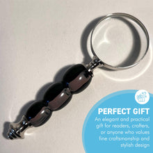 Load image into Gallery viewer, Silver Handheld Magnifying Glass with black beaded handle, Stylish Magnifier for reading