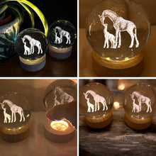 Load image into Gallery viewer, Set of Two 3D Crystal Ball Night Light USB Lamp with Giraffe designs, elegant modern illumination for any room
