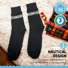 Load image into Gallery viewer, FIRST MATE PAIR OF SOCKS | Sailing Gift | Gifts for boat owners | Nautical socks | Cotton rich | Adult Size UK 6-12 EU 39-46
