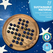 Load image into Gallery viewer, 30cm Diameter WOODEN SOLITAIRE BOARD GAME with VAN GOGH GLASS MARBLES | classic wooden solitaire game | strategy board game | family board game | games for one | board games