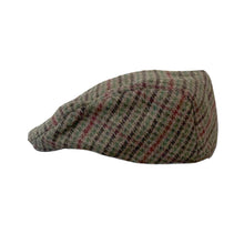 Load image into Gallery viewer, Unisex 60cm L/XL TWEED Flat Cap |Mixed Wool Polyester Green Tweed Country Cap | Tweed Hat | Peaked Cap | Black Quilted Lining