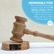 Load image into Gallery viewer, Full-Size Auctioneer's Wooden Gavel and Block - Ideal for Judges, Lawyers, Auctions, Courts, Companies, and Students