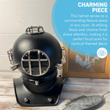 Load image into Gallery viewer, Black & Chrome Plated Scuba Diving Helmet - Perfect Nautical Gift for Enthusiasts